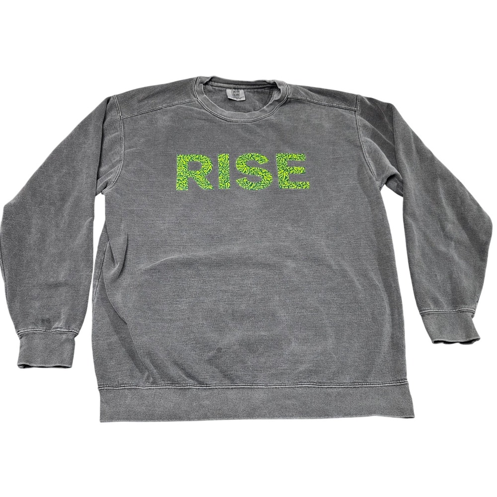 Comfort Colors Cannabis Sweatshirt Large Gray Rise Graphic Grunge 420 Streetwear